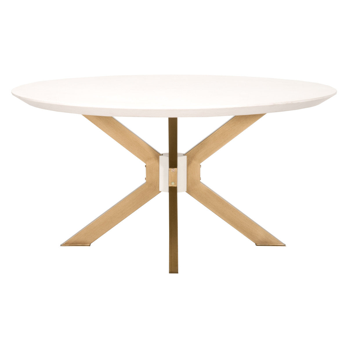 Industry 60" Round Dining Table in Ivory Concrete, Brass from Essentials For Living - Luna Furniture