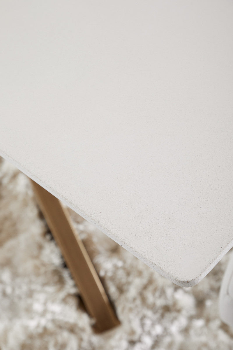 Industry Rectangle Dining Table in Ivory Concrete, Brass from Essentials For Living - Luna Furniture