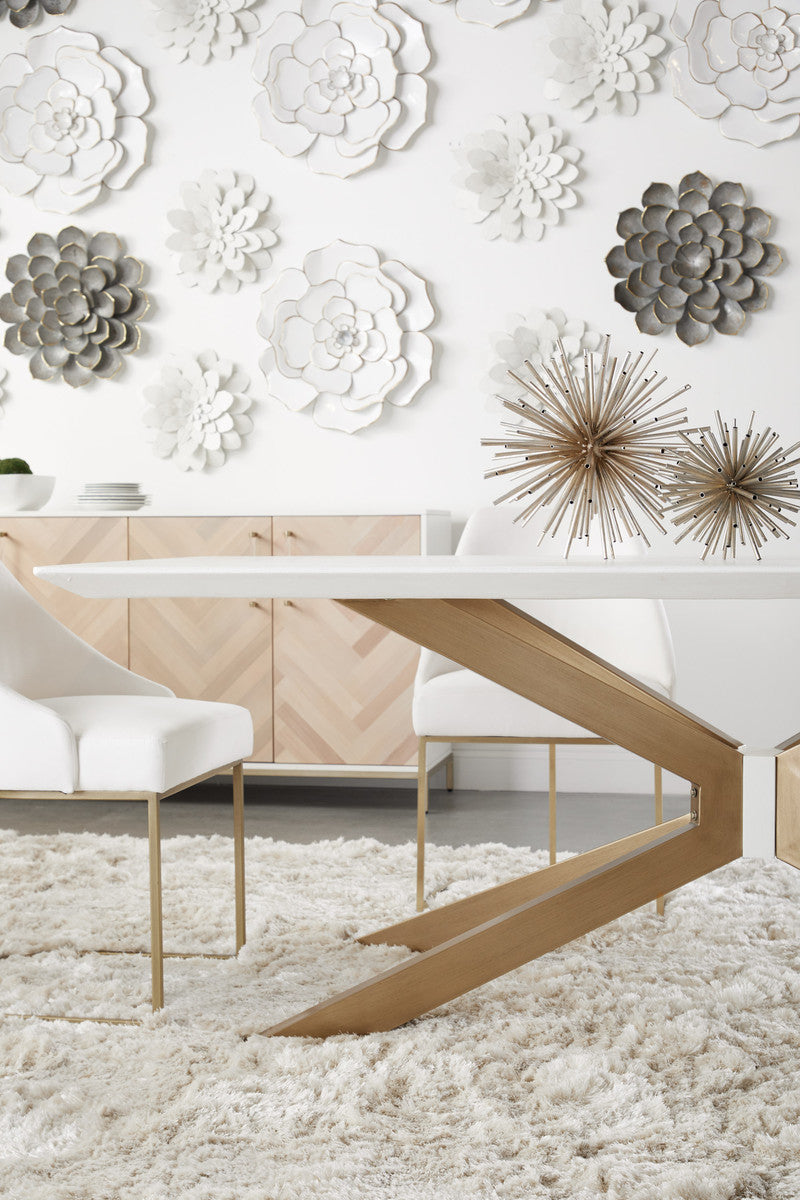 Industry Rectangle Dining Table in Ivory Concrete, Brass from Essentials For Living - Luna Furniture