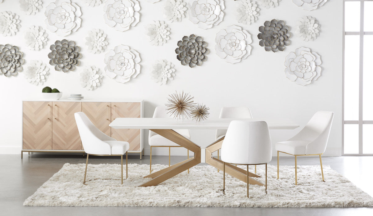 Industry Rectangle Dining Table in Ivory Concrete, Brass from Essentials For Living - Luna Furniture