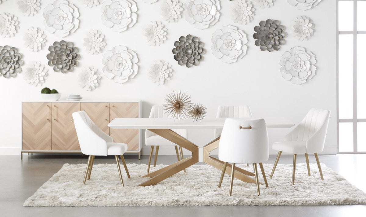 Industry Rectangle Dining Table in Ivory Concrete, Brass from Essentials For Living - Luna Furniture