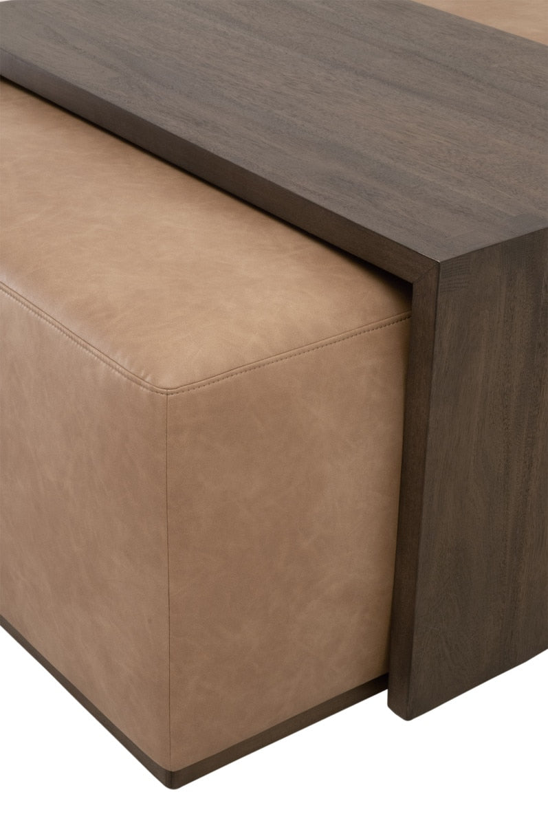 Dovetail Upholstered Coffee Table in Ivanhoe Toast, Burnished Brown Acacia from Essentials For Living - Luna Furniture