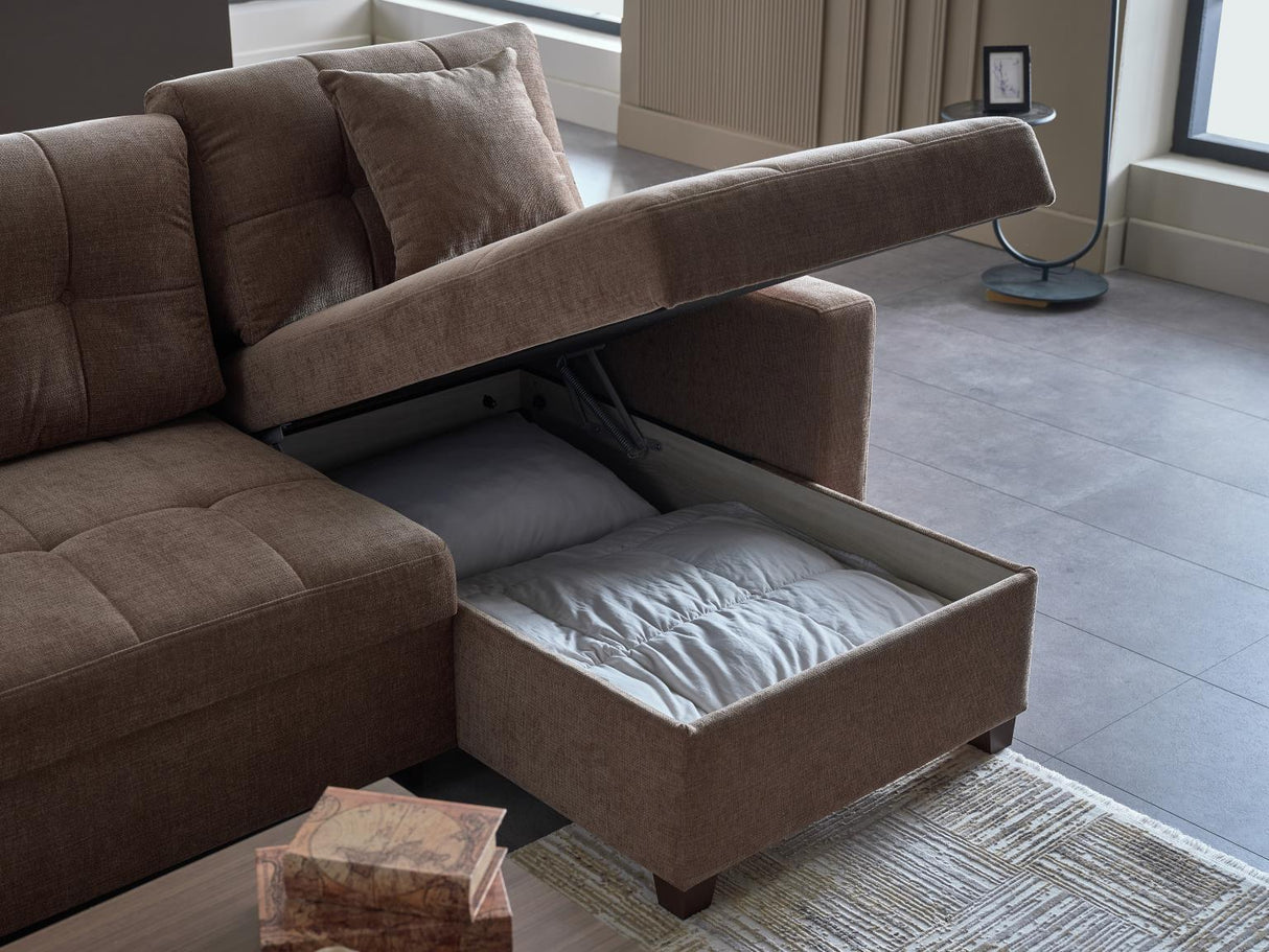 Ivy Koopsi Brown Sleeper Storege Sectional from Bellona - Luna Furniture