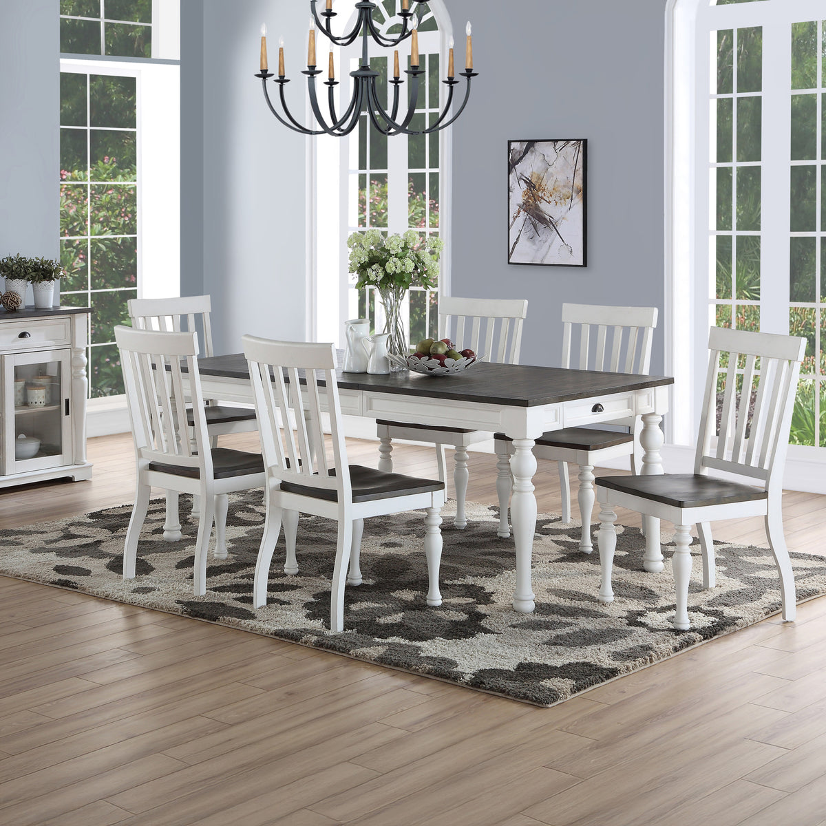 Joanna 6 Piece Dining(Table, Bench & 4 Side Chairs) from Steve Silver - Luna Furniture