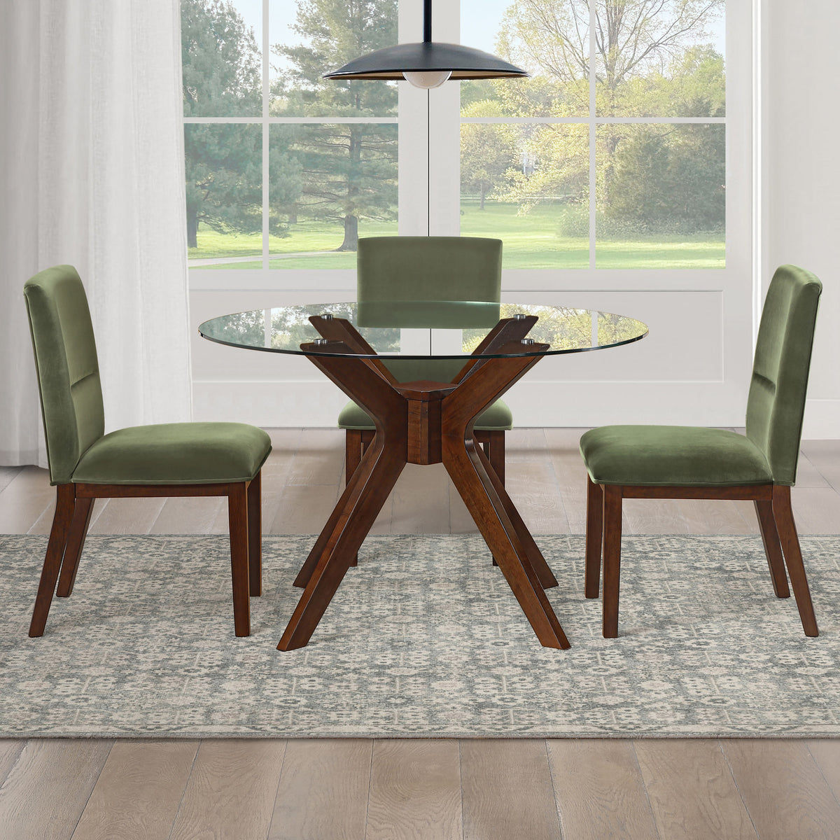 Zen 5-Piece Dining Set with Green Velvet Chairs from Steve Silver - Luna Furniture