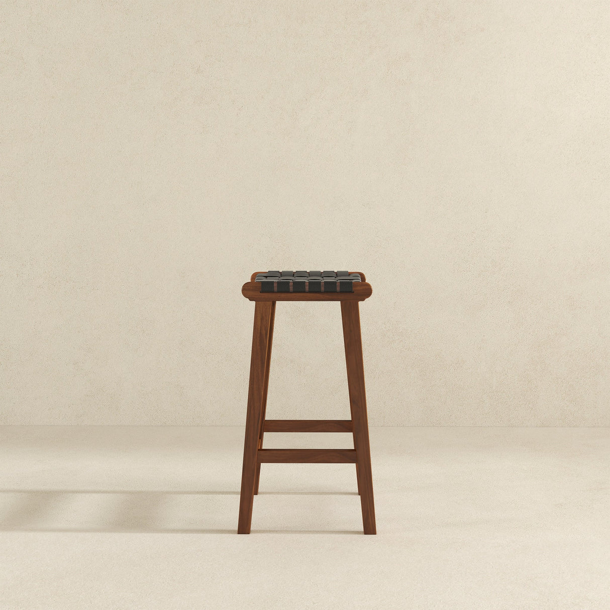 James Mid-Century Modern Genuine Black Leather 24.5" Counter Stool from Ashcroft Furniture - Luna Furniture