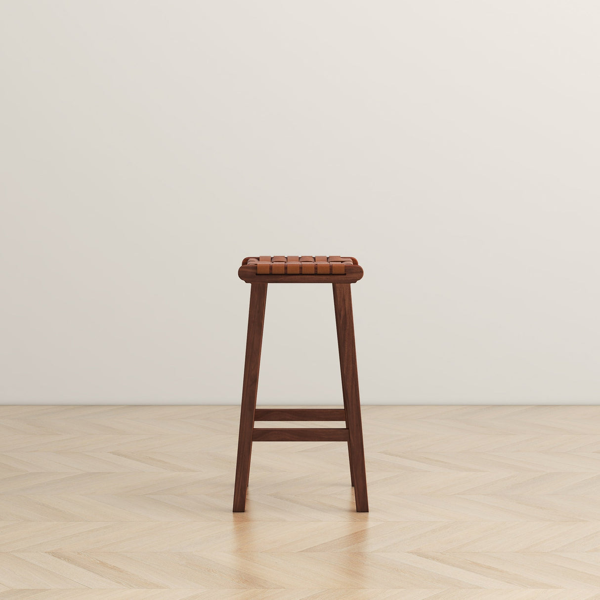 James Mid-Century Modern Genuine Tan Leather 24.5" Counter Stool from Ashcroft Furniture - Luna Furniture