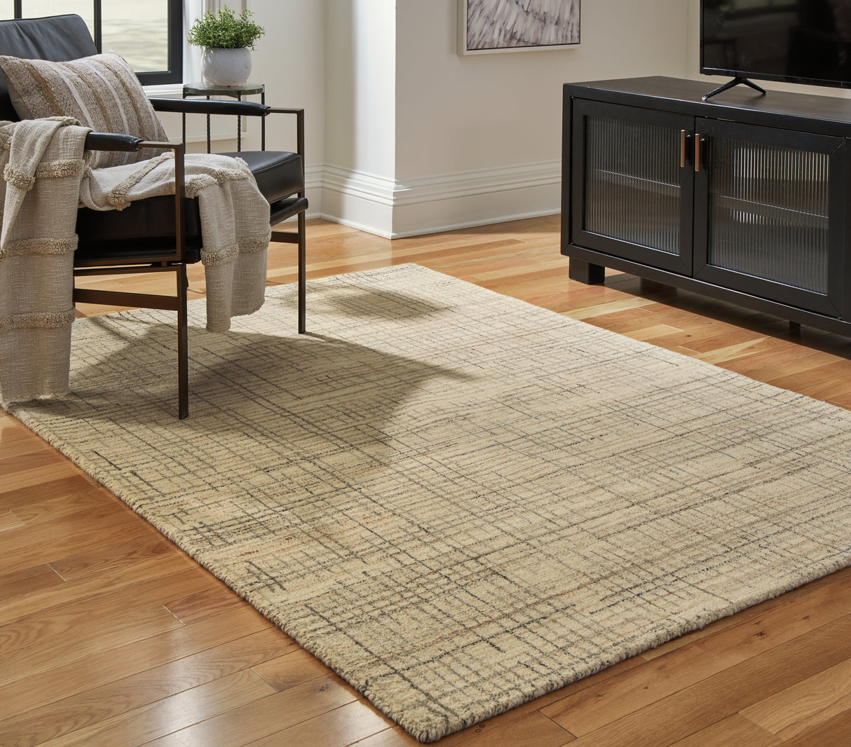 Janston Ivory/Gray/Tan Medium Rug from Ashley - Luna Furniture