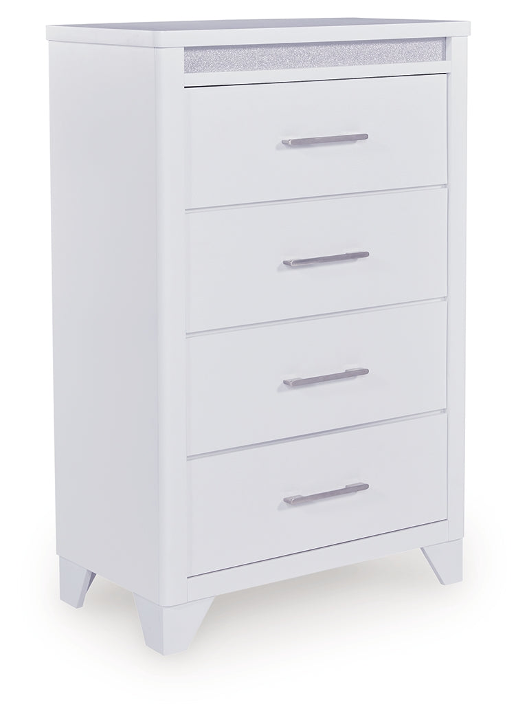 Jarlee White Queen Upholstered Panel Bed, Dresser, Mirror, Chest and 2 Nightstands from Ashley Furniture - Luna Furniture
