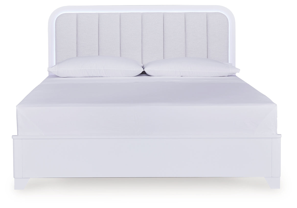 Jarlee White California King Upholstered Panel Bed from Ashley - Luna Furniture