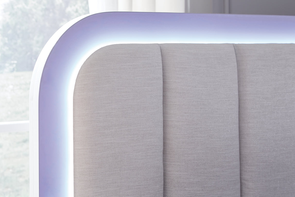 Jarlee White California King Upholstered Panel Bed from Ashley - Luna Furniture