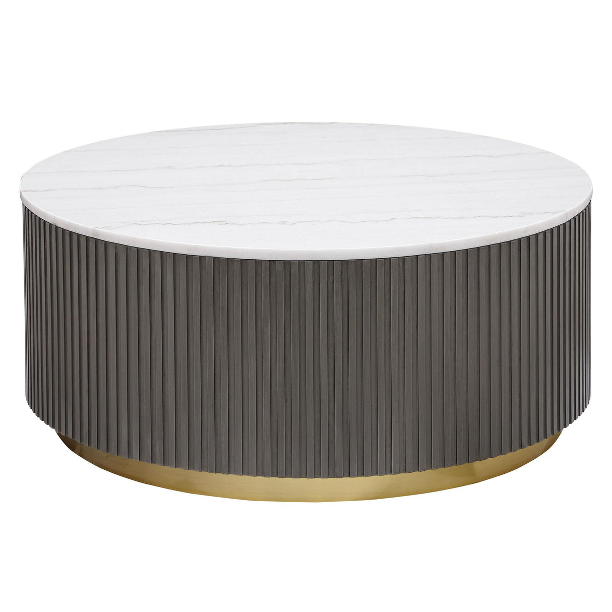Jason White and Charcoal Round Marble Top Coffee Table from Coaster - Luna Furniture