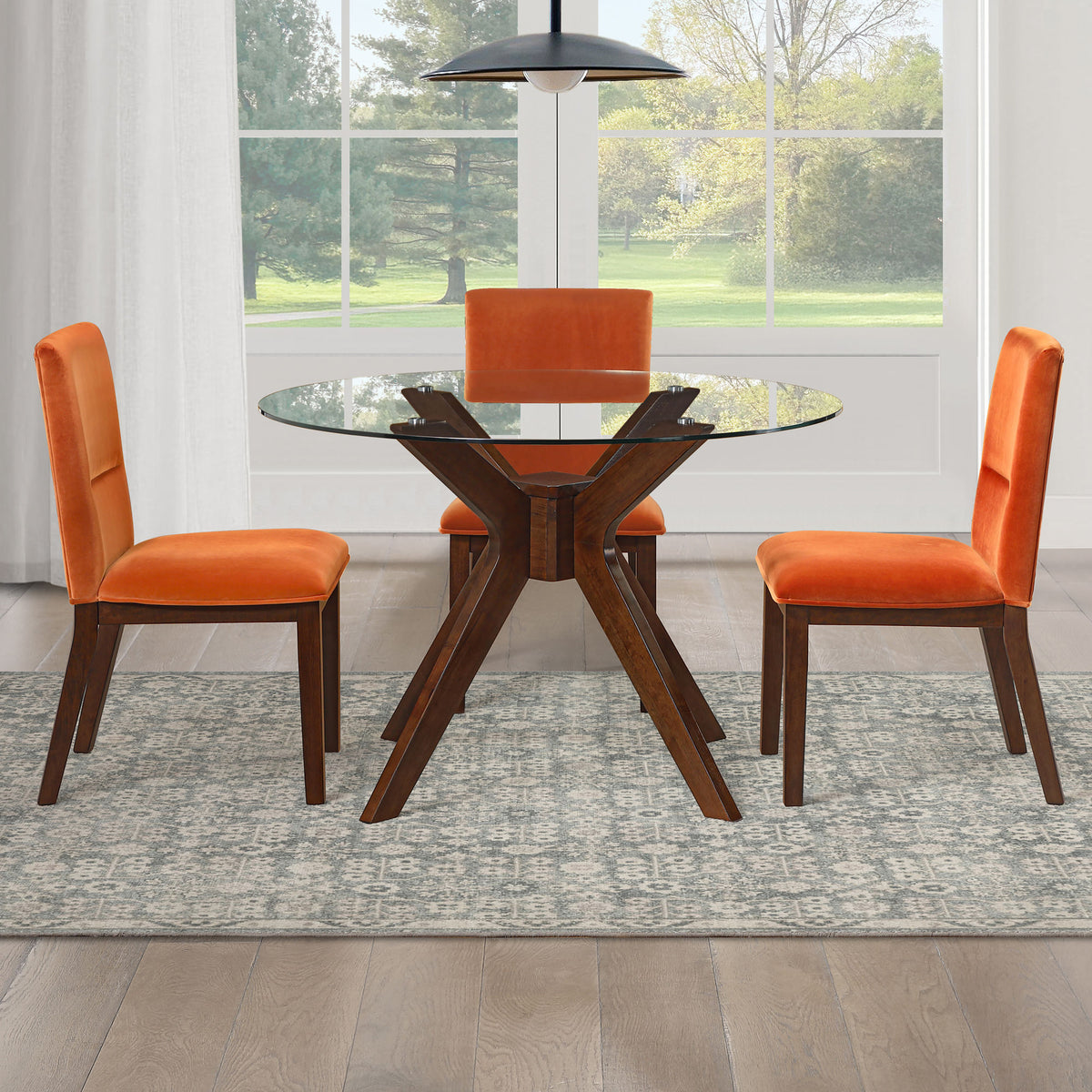 Zen 5-Piece Dining Set with Orange Velvet Chairs from Steve Silver - Luna Furniture