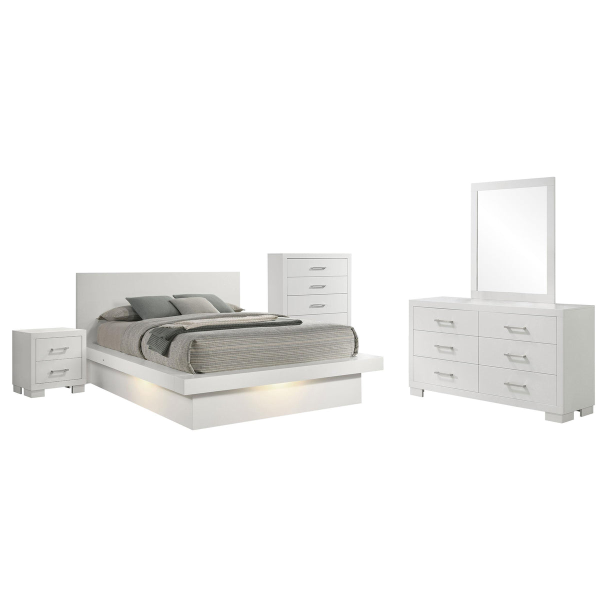 Jessica 5-piece Queen LED Bedroom Set Snow White from Coaster - Luna Furniture