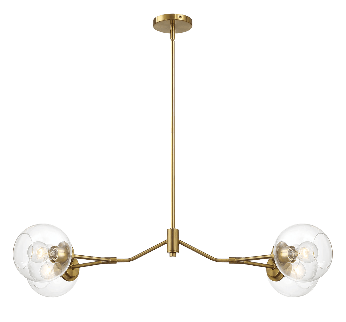 Jewel Four Lights Modern Farmhouse Chandelier Ceiling Hanging Light Fixture For Kitchen Island Dining Room 36"L × 20"W × 7.25"H with Clear Glass from Midinmod - Luna Furniture