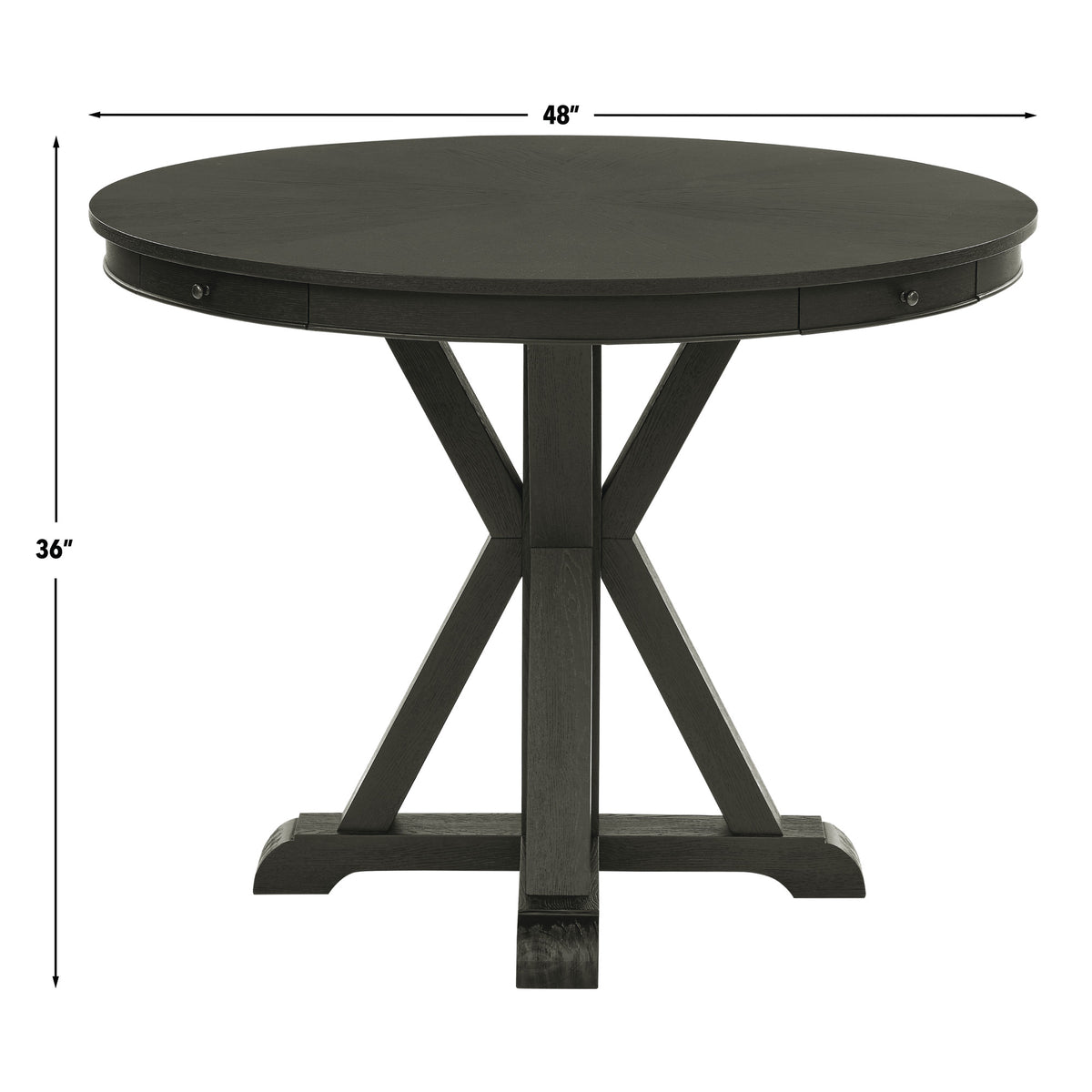 Rylie Black 48" Round Counter Dining Table with 4 Drawers from Steve Silver - Luna Furniture