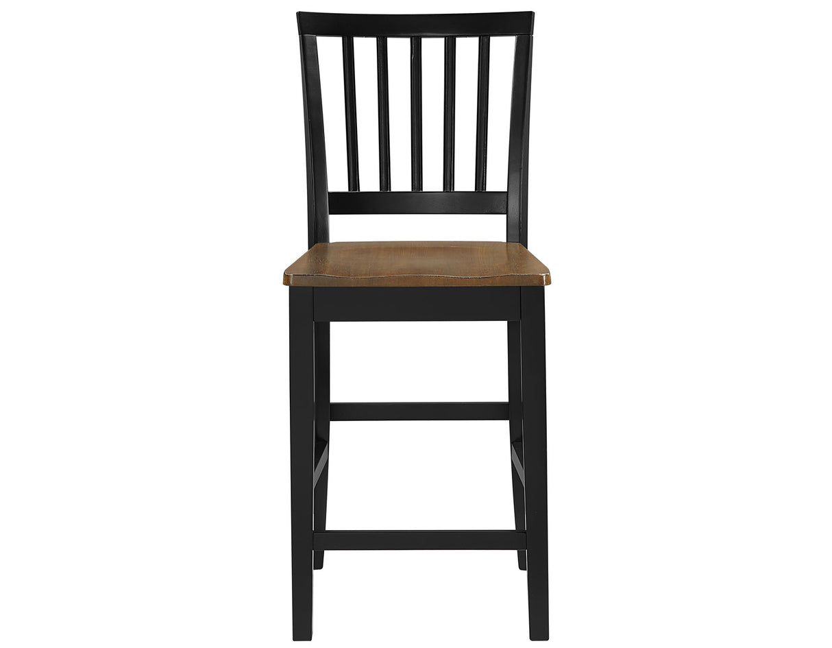Joplin Solid Wood 24″ Farmhouse Counter Stool, Walnut and Ebony Finish from Steve Silver - Luna Furniture