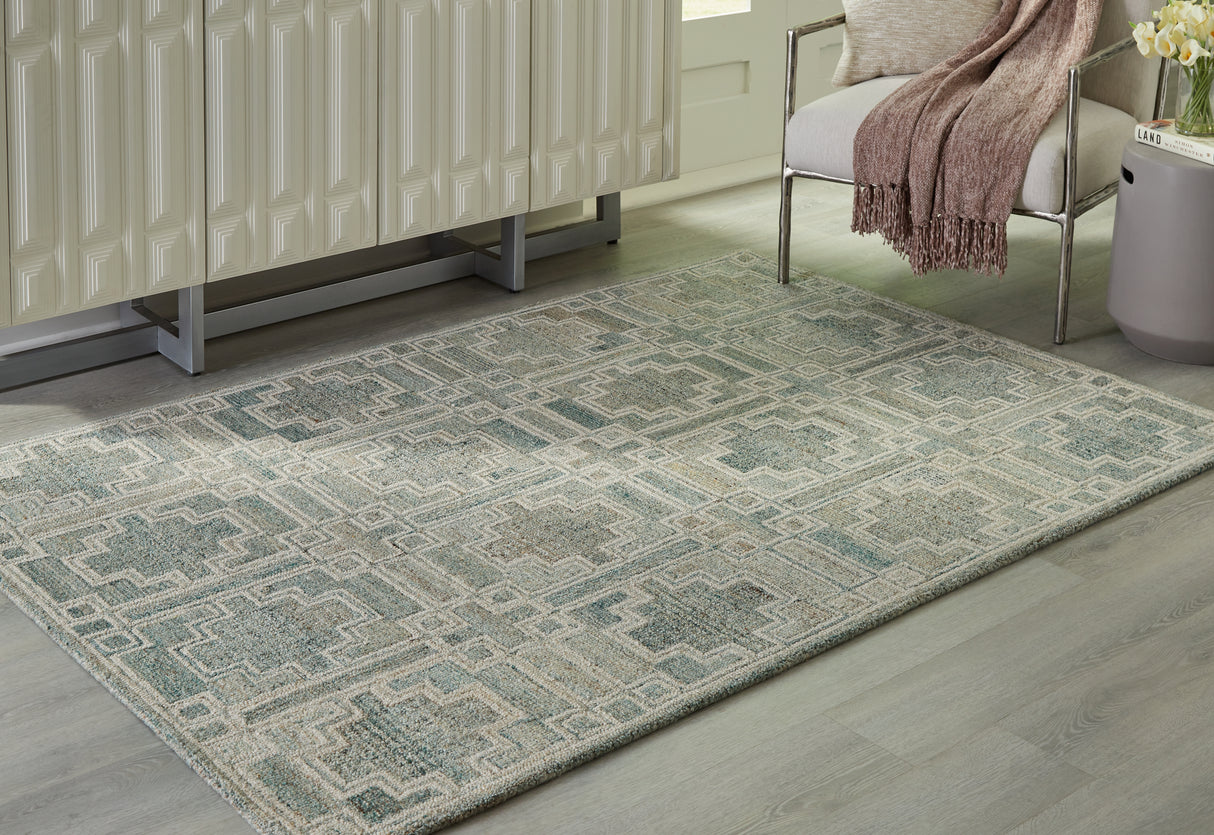 Jossland Turquoise/Ivory Medium Rug from Ashley - Luna Furniture