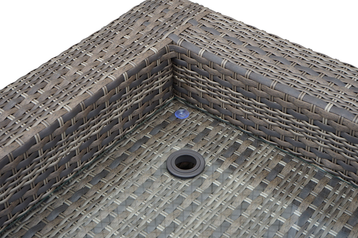 Tamyra Light Brown Resin Wicker Side Table & Ottoman from Steve Silver - Luna Furniture