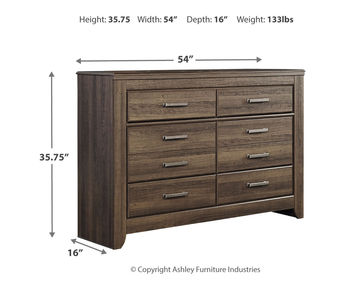 Juararo California King Panel Bed with Dresser in Dark Brown from Ashley - Luna Furniture