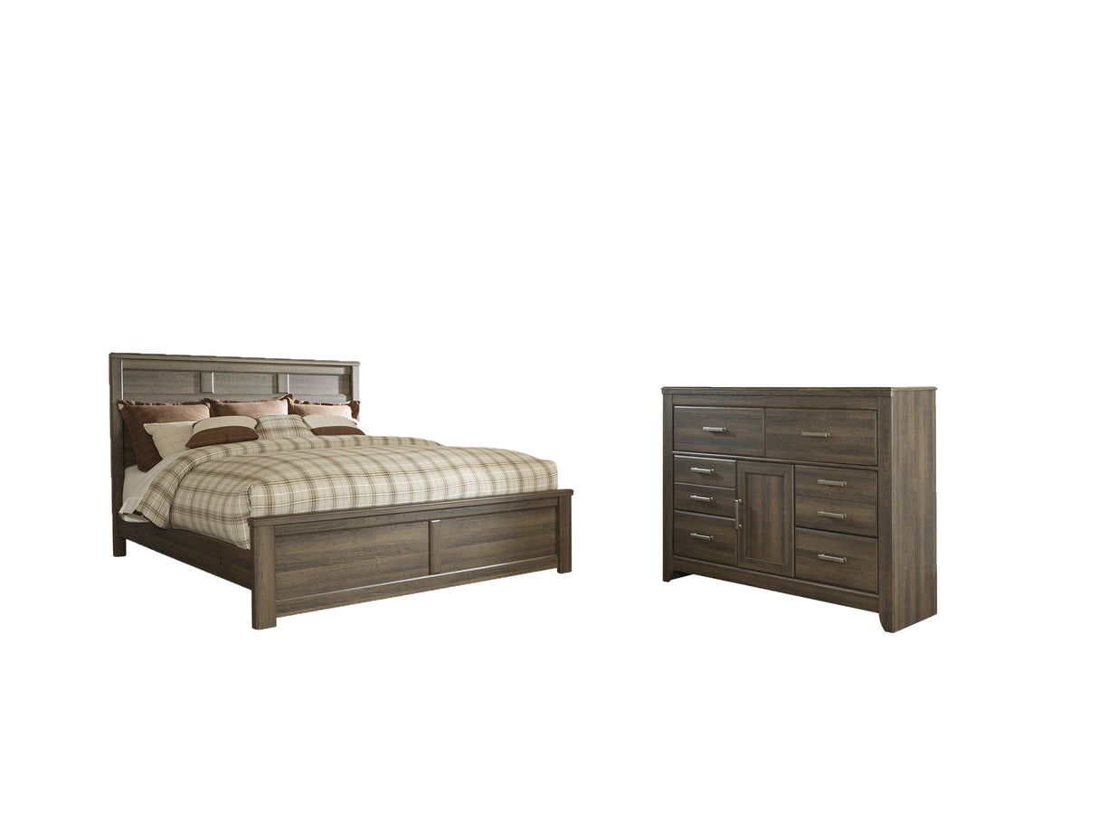 Juararo King Panel Bed with Dresser in Dark Brown from Ashley - Luna Furniture