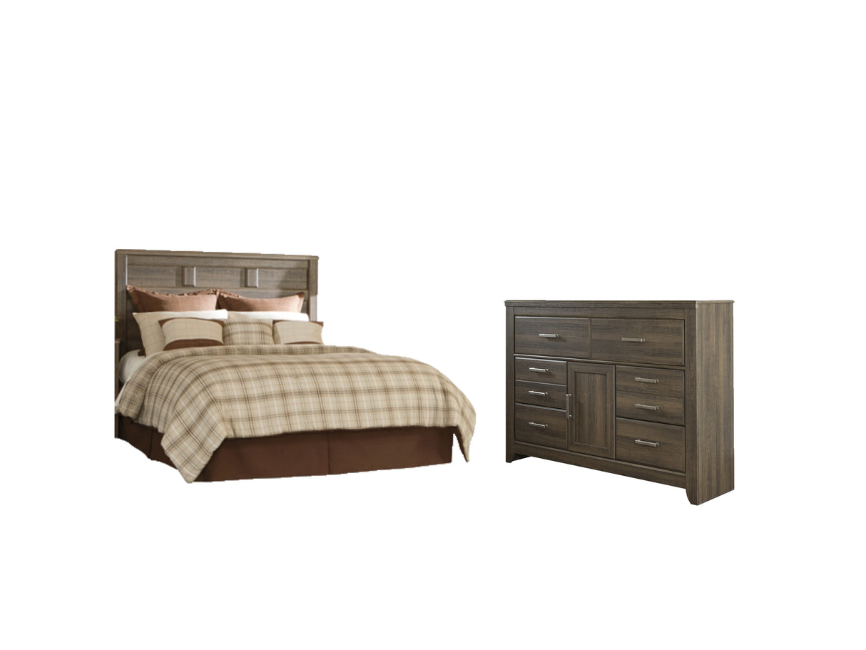 Juararo Queen Panel Headboard Bed with Dresser in Dark Brown from Ashley - Luna Furniture