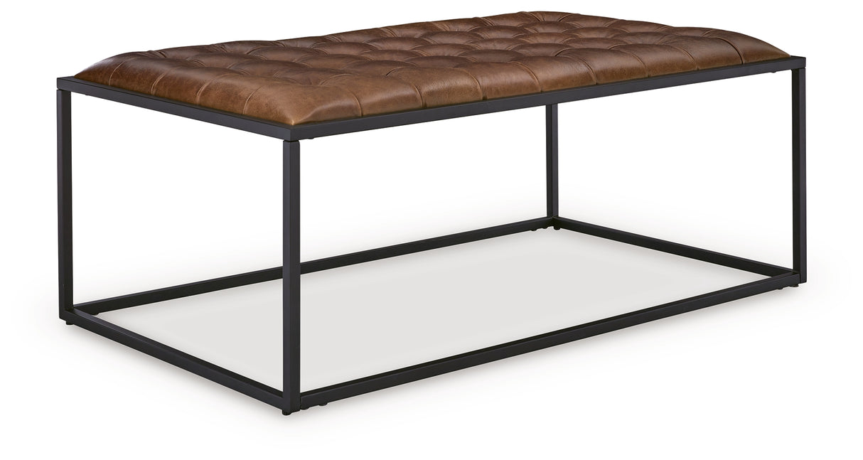 Junsor Brown/Black Coffee Table Ottoman from Ashley - Luna Furniture