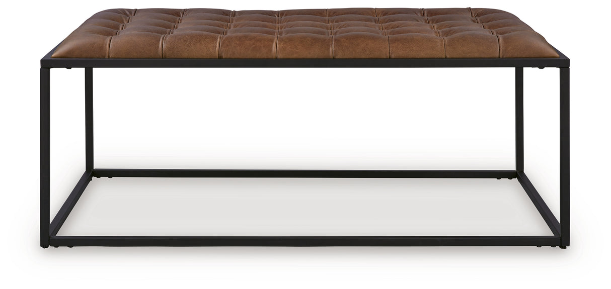 Junsor Brown/Black Coffee Table Ottoman from Ashley - Luna Furniture