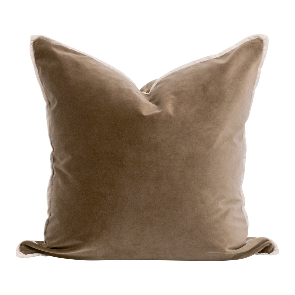 The Not So Basic 22" Essential Pillow in Caramel Velvet, Jute Flat Piping, Set of 2 from Essentials For Living - Luna Furniture