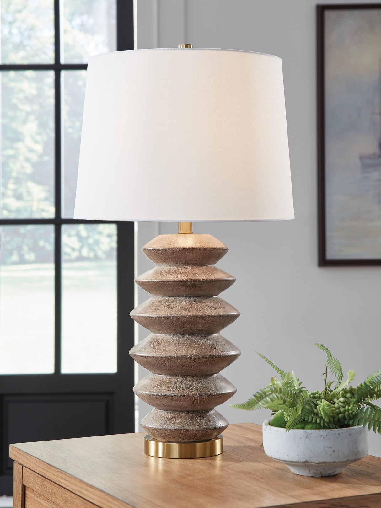 Jyllyard Brown/Gold Finish Table Lamp from Ashley - Luna Furniture