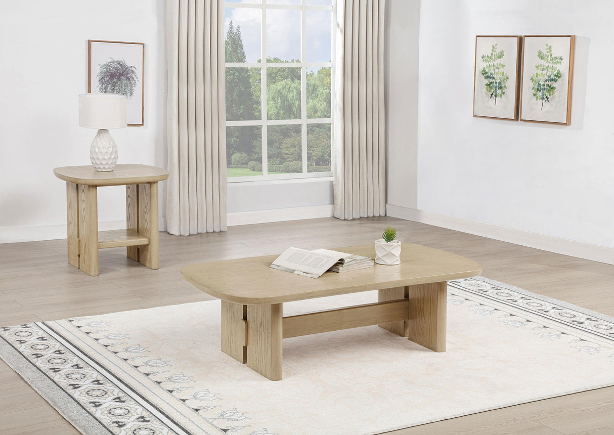 Kailani Beige Oak 2-Piece Coastal Coffee and End Table Set from Coaster - Luna Furniture