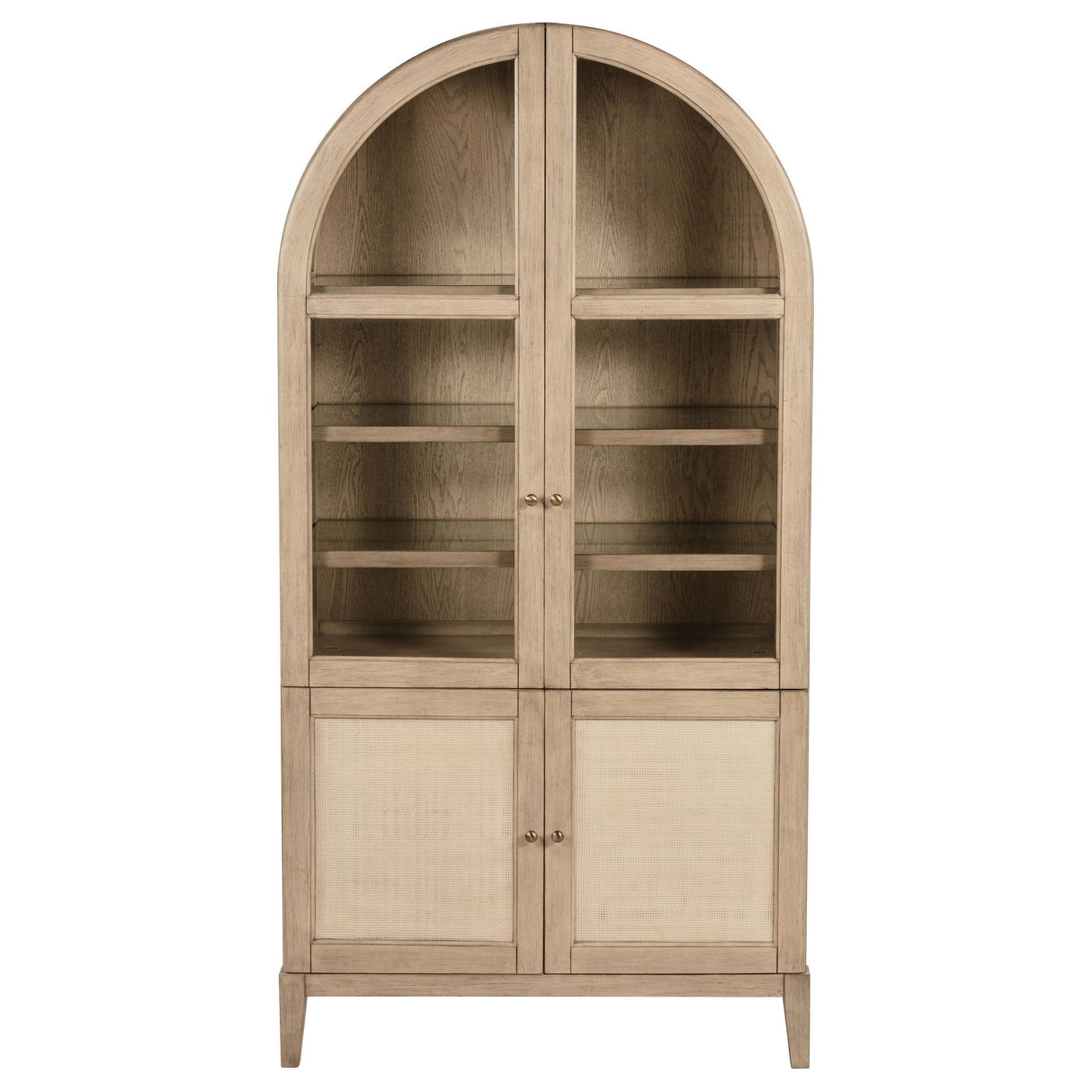 Kailani Beige Oak 4-Door Cane Dining Vitrine Display Cabinet from Coaster - Luna Furniture