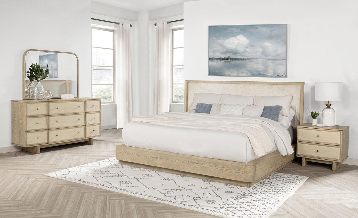 Kailani 4-piece Eastern King Bedroom Set Beige Oak from Coaster - Luna Furniture