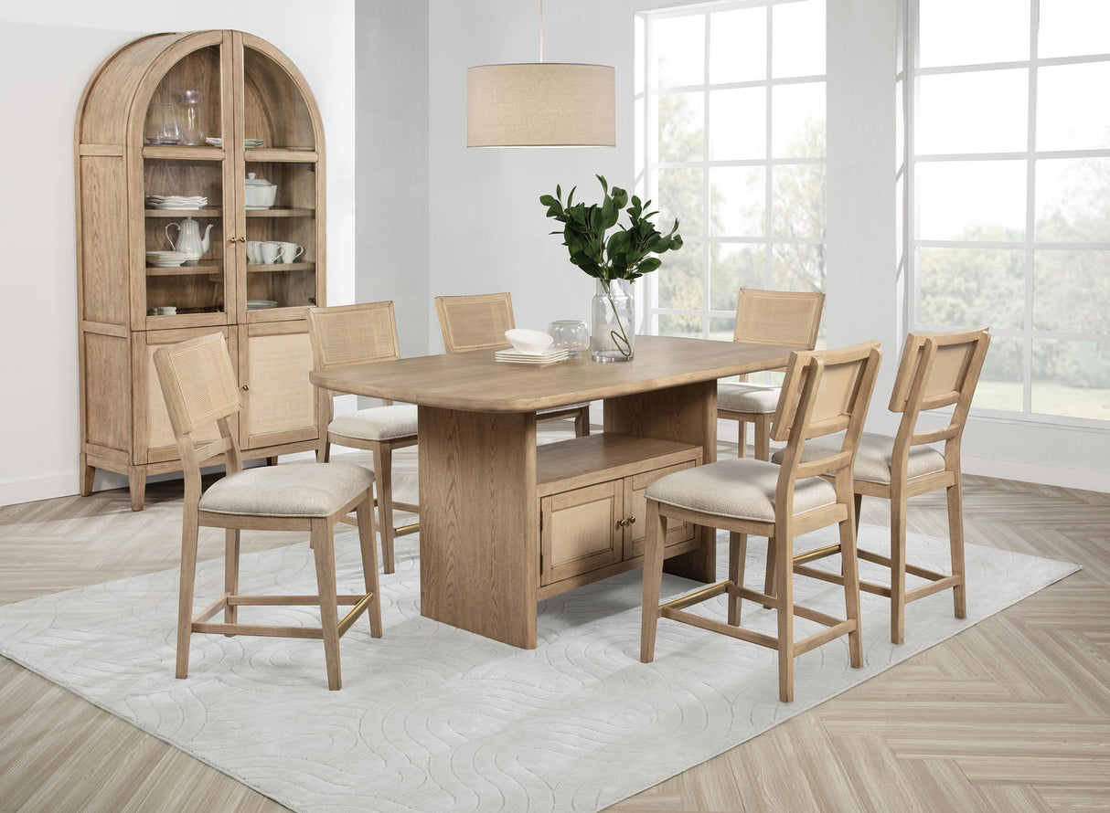Kailani Beige Oak Cane Counter Height Storage Dining Table from Coaster - Luna Furniture