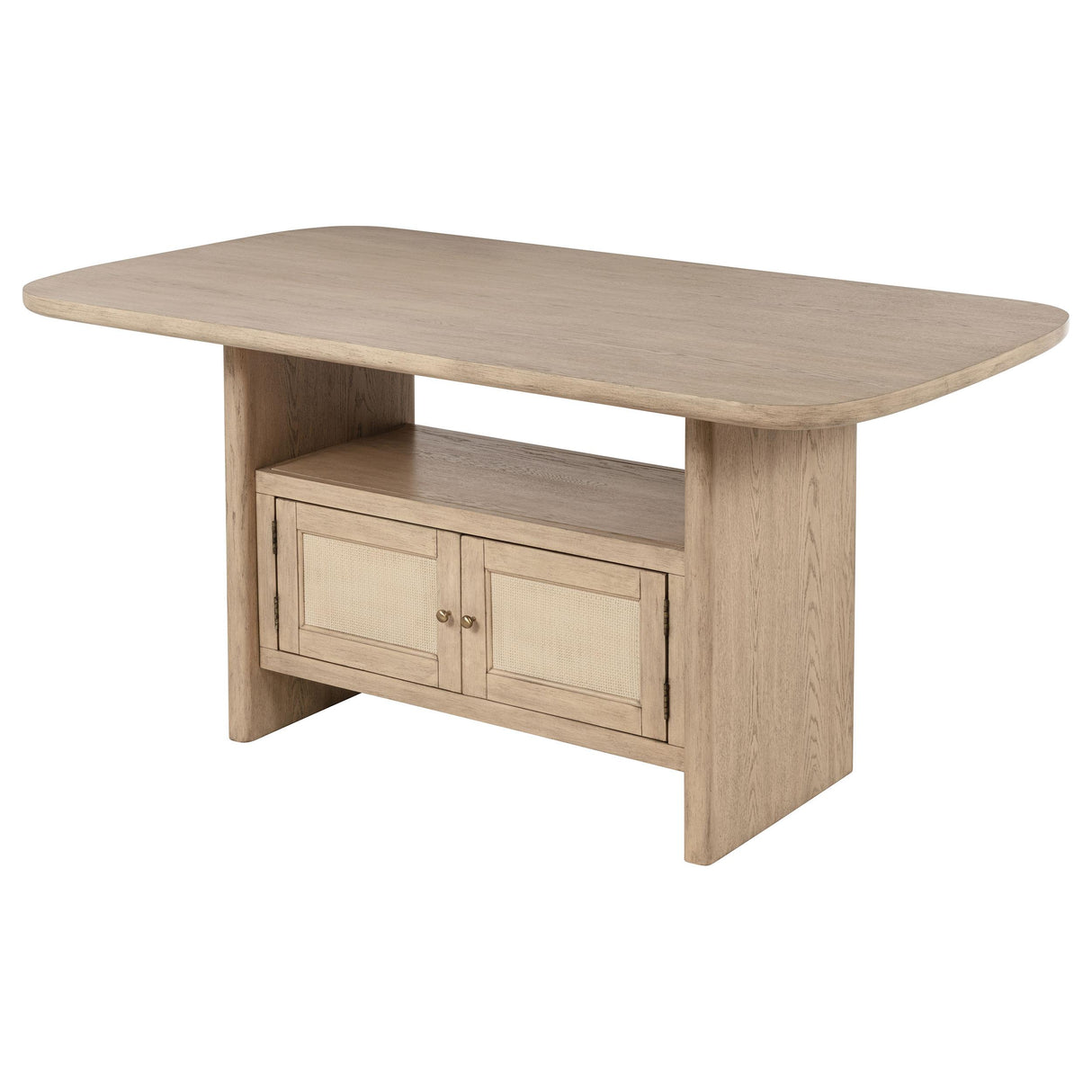 Kailani Beige Oak Cane Counter Height Storage Dining Table from Coaster - Luna Furniture