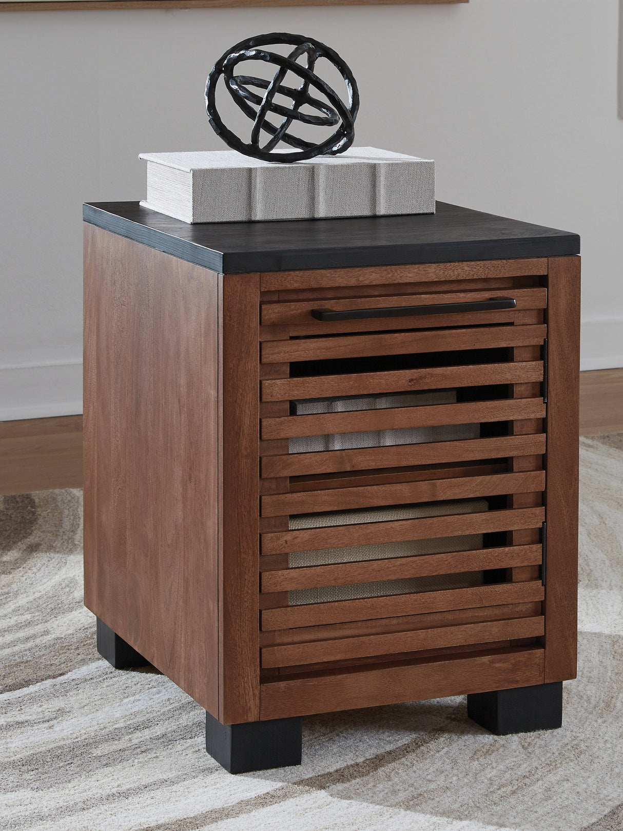 Kallari Warm Brown/Black Chairside End Table from Ashley - Luna Furniture
