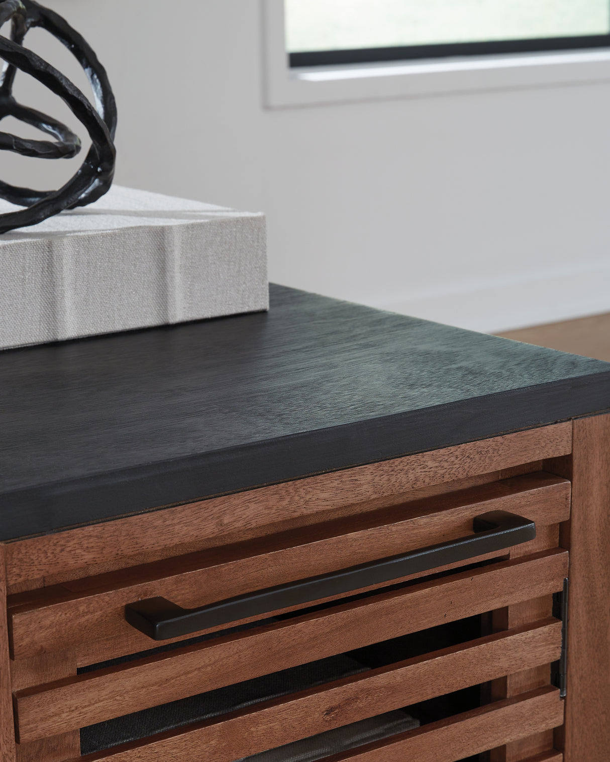 Kallari Warm Brown/Black Chairside End Table from Ashley - Luna Furniture