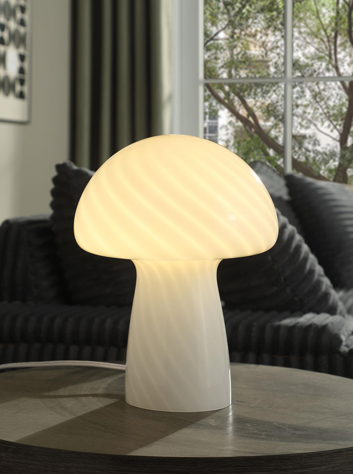 Kanaby White Mushroom Shaped Glass Bedside Table Lamp from Coaster - Luna Furniture