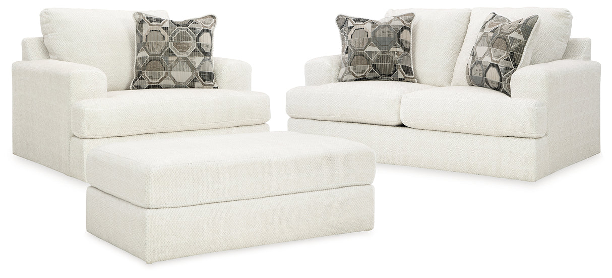 Karinne Linen Loveseat, Oversized Chair and Accent Ottoman from Ashley - Luna Furniture