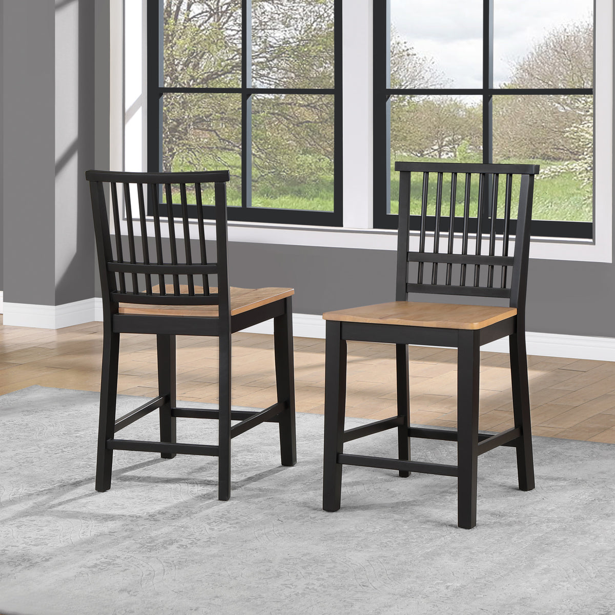 Magnolia Ebony/Natural 24-inch Counter Stool, Set of 2 from Steve Silver - Luna Furniture