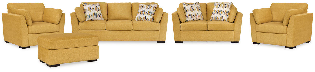 Keerwick Sunflower Sofa, Loveseat, Ottoman and 2 Chairs from Ashley - Luna Furniture