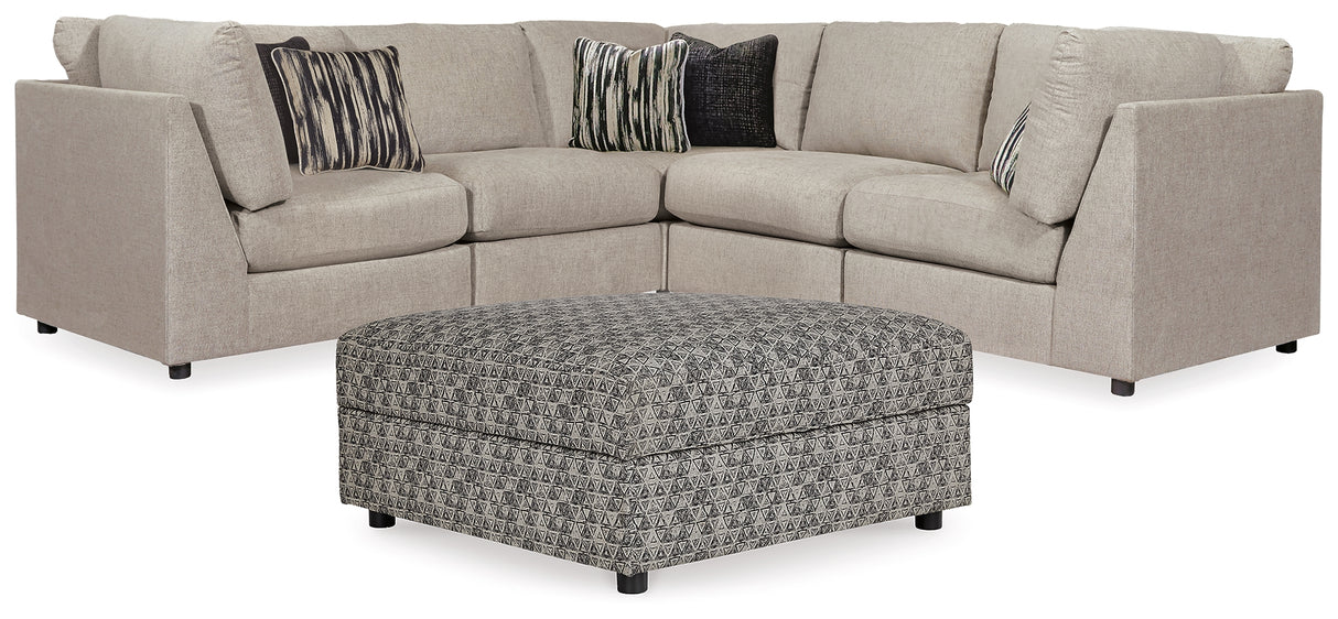 Kellway Bisque 5-Piece Sectional with Ottoman from Ashley - Luna Furniture