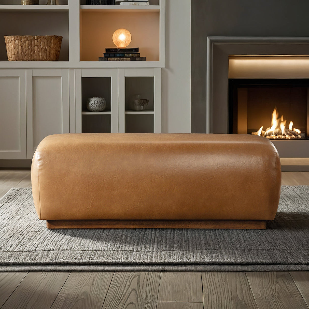 Kelvin Vegan Tan Leather Bench from Ashcroft Furniture - Luna Furniture