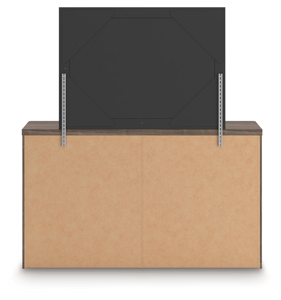 Kendanport Queen Upholstered Platform Bed, Dresser and Mirror from Ashley - Luna Furniture