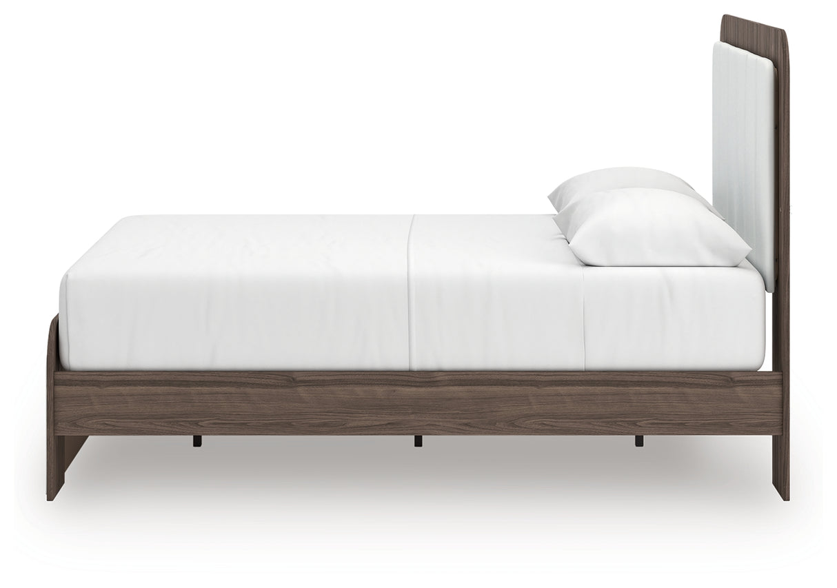 Kendanport White/Brown Queen Upholstered Bed, Dresser and Nightstand from Ashley - Luna Furniture