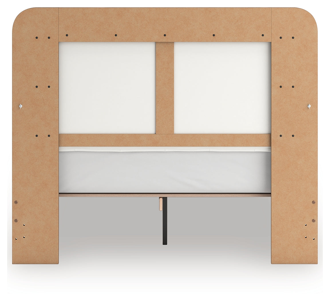 Kendanport White/Brown Queen Upholstered Bed, Dresser, Mirror and Nightstand from Ashley - Luna Furniture