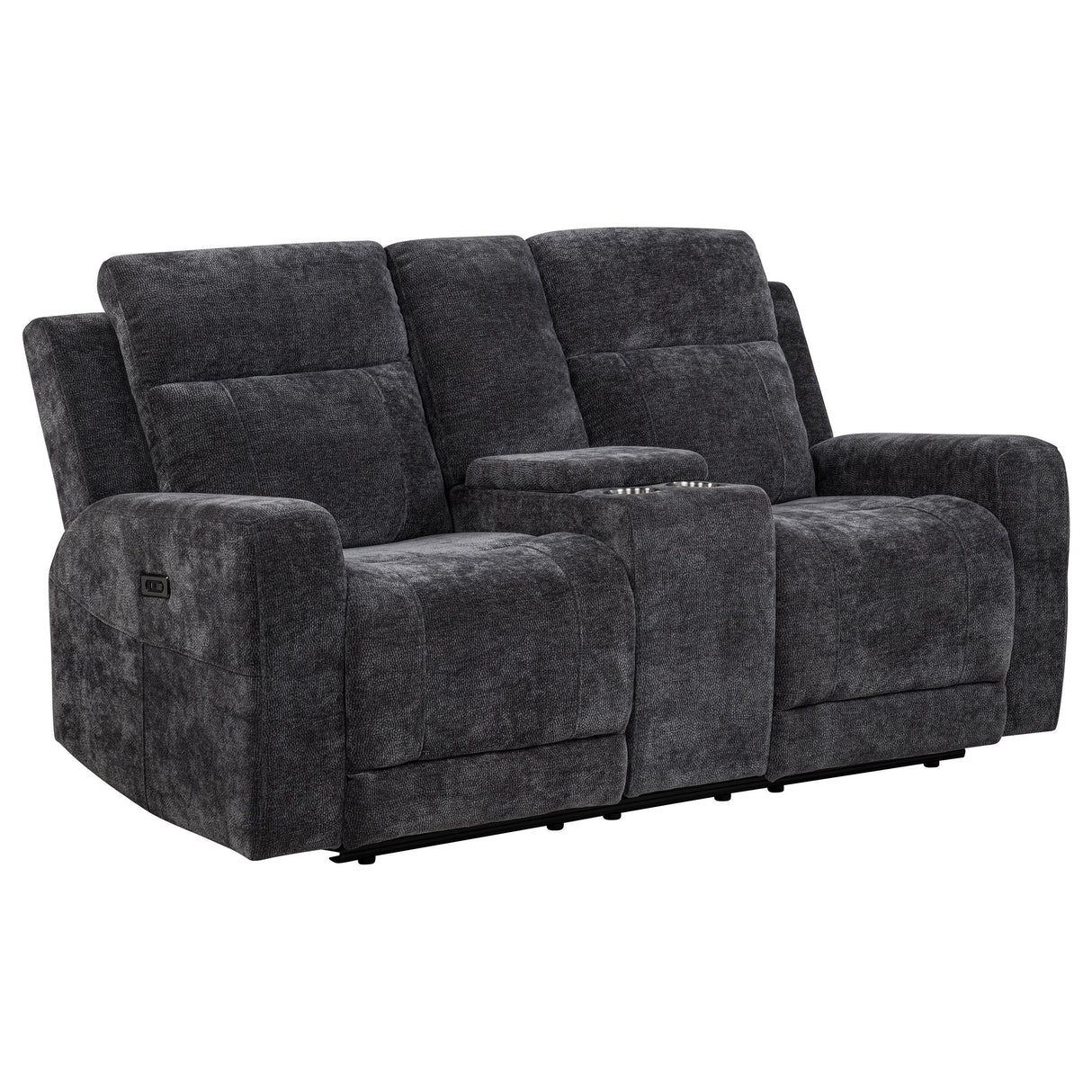 Kennett Dark Gray Chenille Upholstered Power Reclining Loveseat from Coaster - Luna Furniture