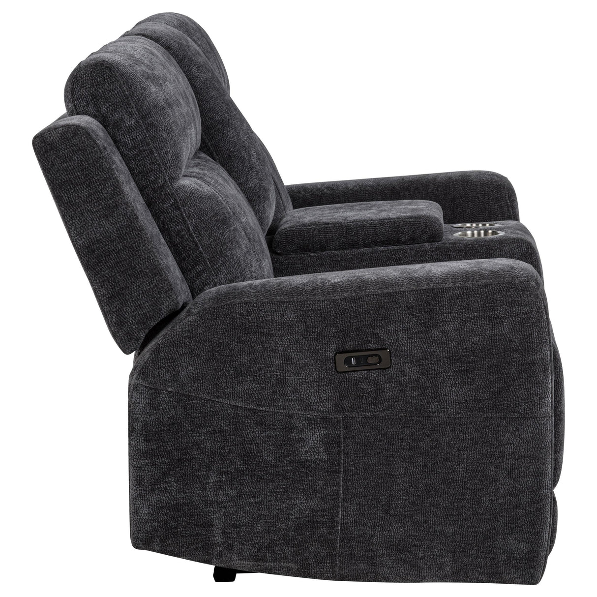 Kennett Dark Gray Chenille Upholstered Power Reclining Loveseat from Coaster - Luna Furniture