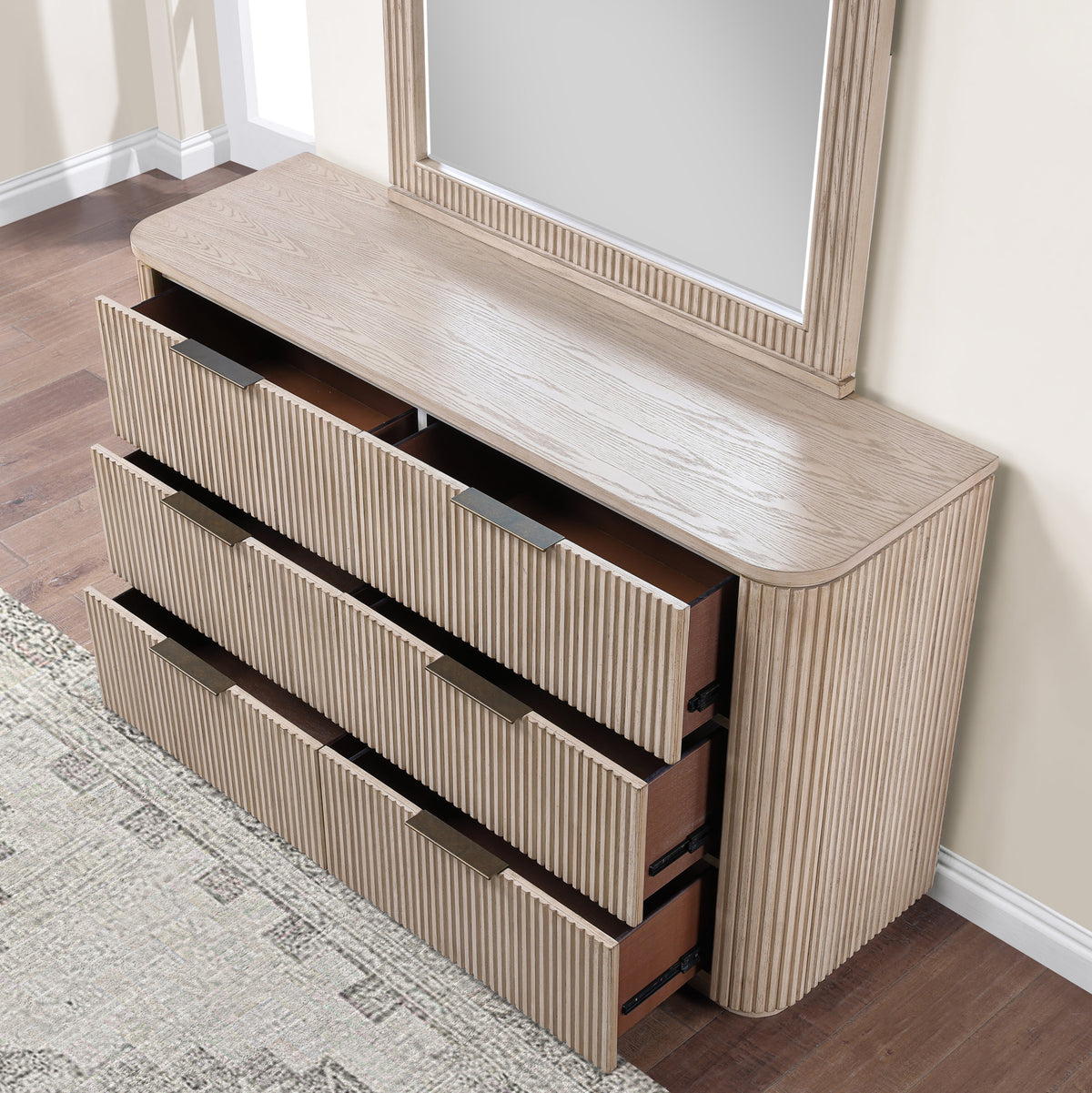 Henry Reeded King 4-Piece Bedroom Set, Tan Finish from Steve Silver - Luna Furniture