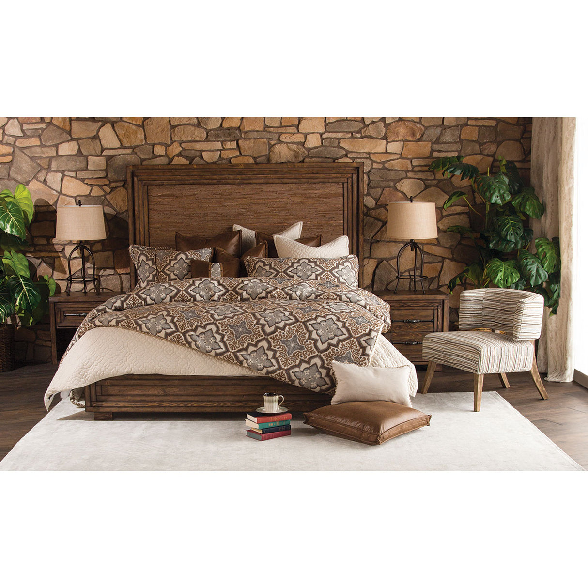 Carrollton Rustic Ranch Eastern King Panel Bed from Michael Amini - Luna Furniture